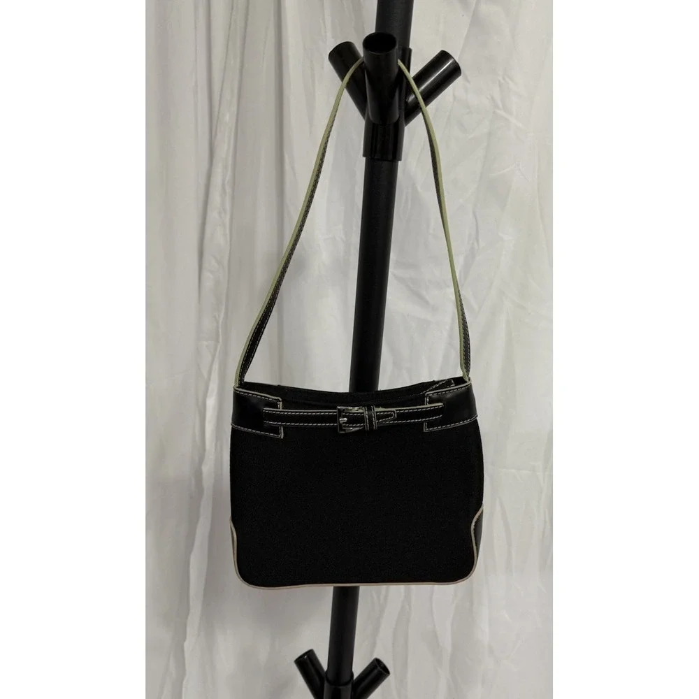 Etienne Aigner‎ Black Nylon Canvas & Leather Handbag/Purse